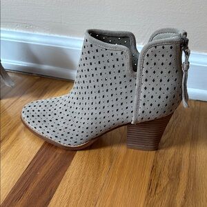 Marc Fisher Tan Ankle Booties with Perforated Design